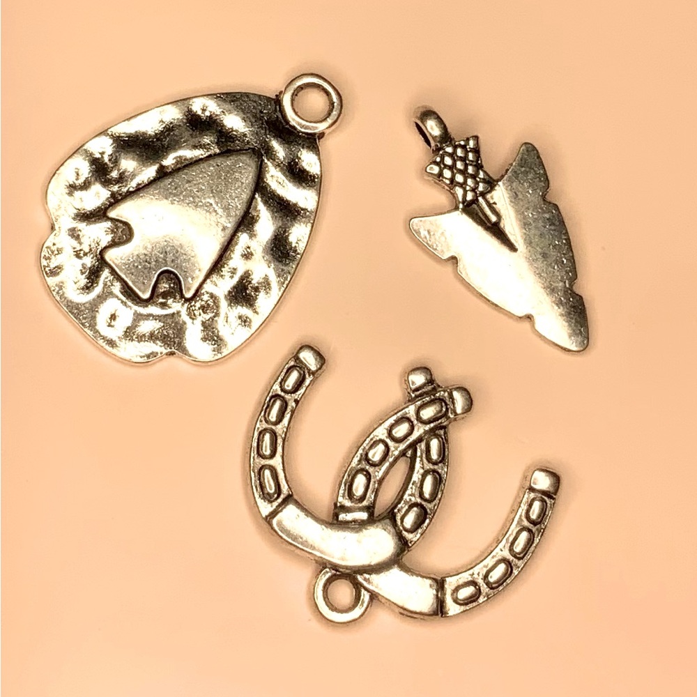 Set of 3 Silver-tone Western-themed Charms